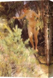 Nude Canvas Paintings - Naken under en gran [Nude under a fir] by Anders Zorn